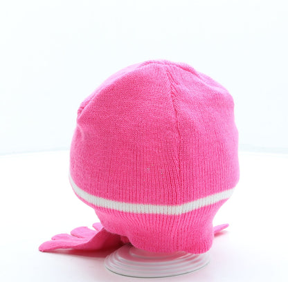 M&Co Girls Pink Acrylic Beanie One Size - Gloves Included