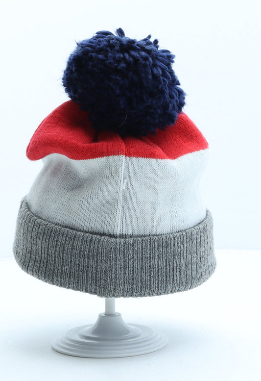 George Boys Multicoloured Striped Acrylic Bobble Hat One Size - Captain America