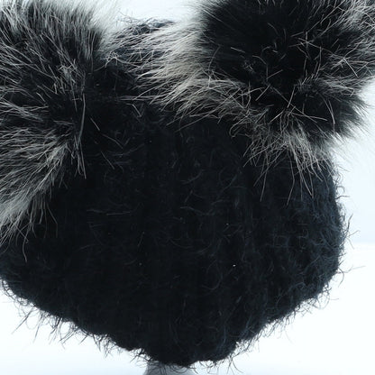 Primark Girls Black Acrylic Bobble Hat One Size
