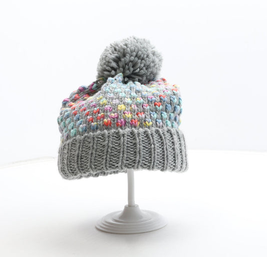 Preworn Girls Grey Acrylic Bobble Hat One Size