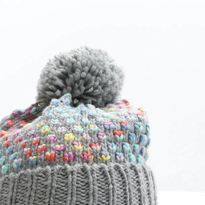 Preworn Girls Grey Acrylic Bobble Hat One Size