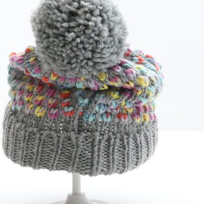 Preworn Girls Grey Acrylic Bobble Hat One Size