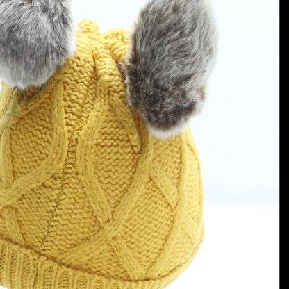 F&F Girls Yellow Acrylic Bobble Hat One Size - Pom Pom