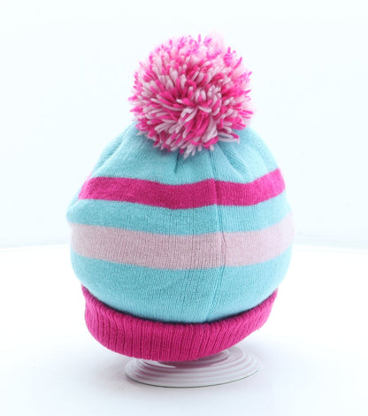 George Girls Pink Striped Acrylic Bobble Hat One Size - Paw Patrol