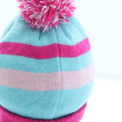 George Girls Pink Striped Acrylic Bobble Hat One Size - Paw Patrol