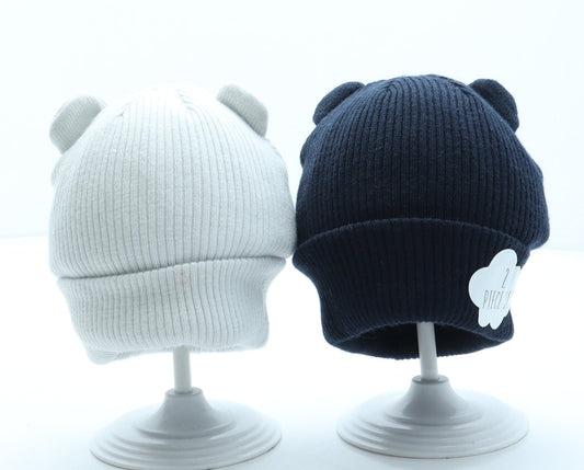 George Boys Blue Polyester Beanie One Size - Bear ears