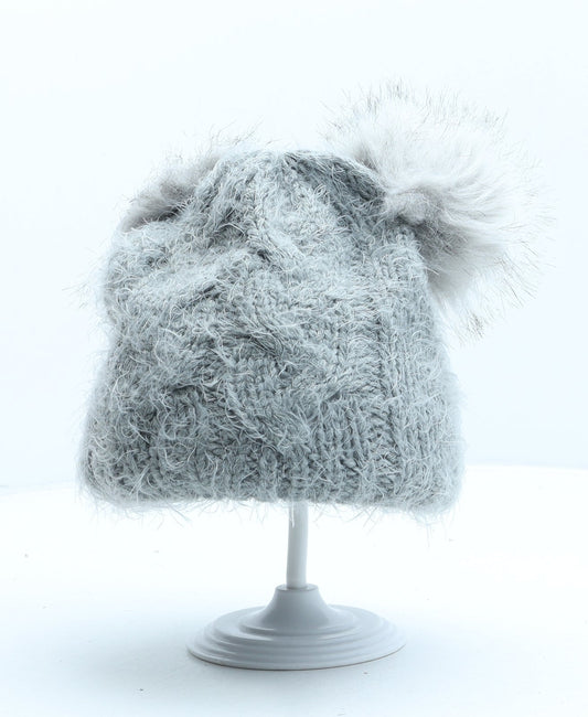 Primark Girls Grey Acrylic Bobble Hat One Size