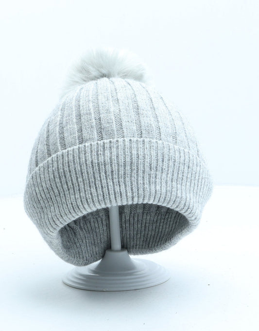 Primark Girls Grey Viscose Bobble Hat One Size