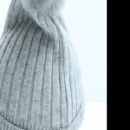 Primark Girls Grey Viscose Bobble Hat One Size