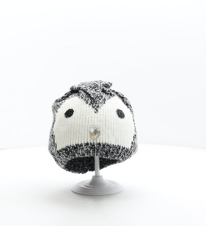 Preworn Girls Black Acrylic Beanie One Size - Penguin Detail