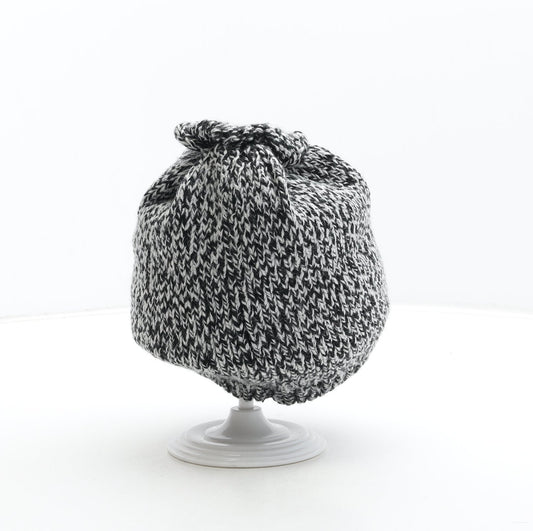 Preworn Girls Black Acrylic Beanie One Size - Penguin Detail