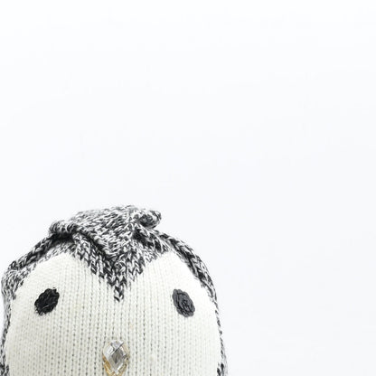 Preworn Girls Black Acrylic Beanie One Size - Penguin Detail