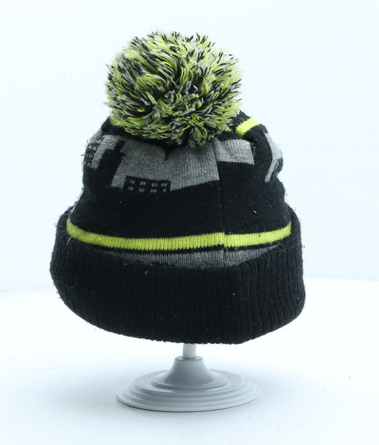 Primark Boys Black Acrylic Bobble Hat Size M