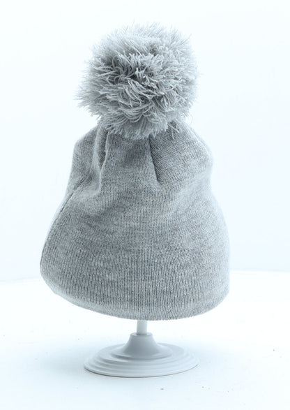 George Girls Grey Acrylic Bobble Hat One Size