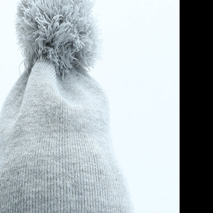 George Girls Grey Acrylic Bobble Hat One Size