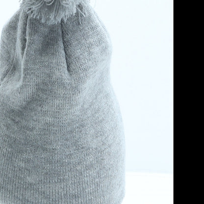 George Girls Grey Acrylic Bobble Hat One Size