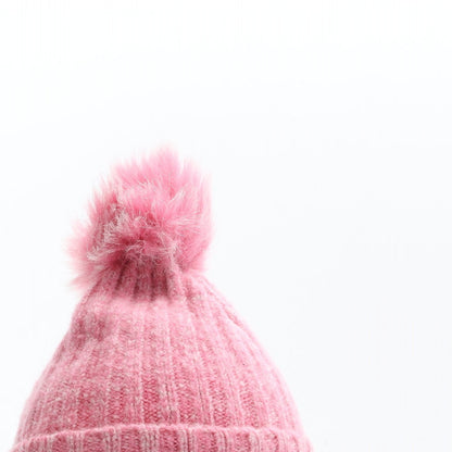 F&F Girls Pink Acrylic Bobble Hat Size S