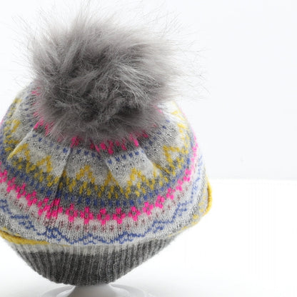 George Girls Multicoloured Fair Isle Acrylic Bobble Hat Size S