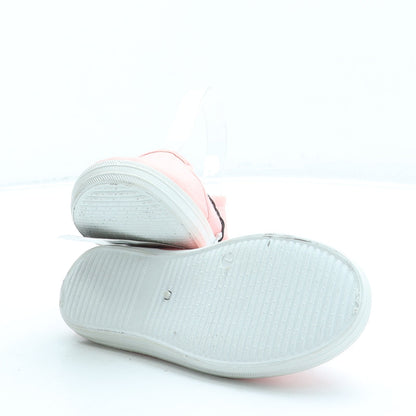 Pep&Co Girls Pink Fabric Slip On Flat UK 1