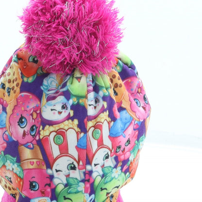 George Girls Pink Geometric Polyester Bobble Hat One Size - Pom Pom