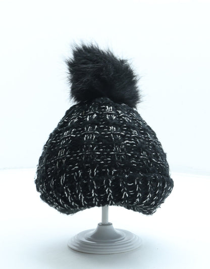 George Girls Black Acrylic Bobble Hat One Size - Pom Pom