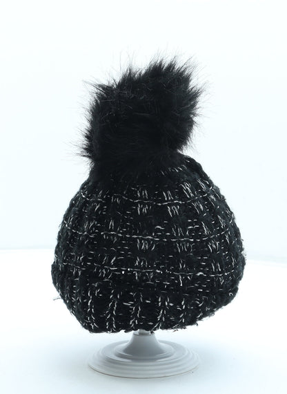 George Girls Black Acrylic Bobble Hat One Size - Pom Pom