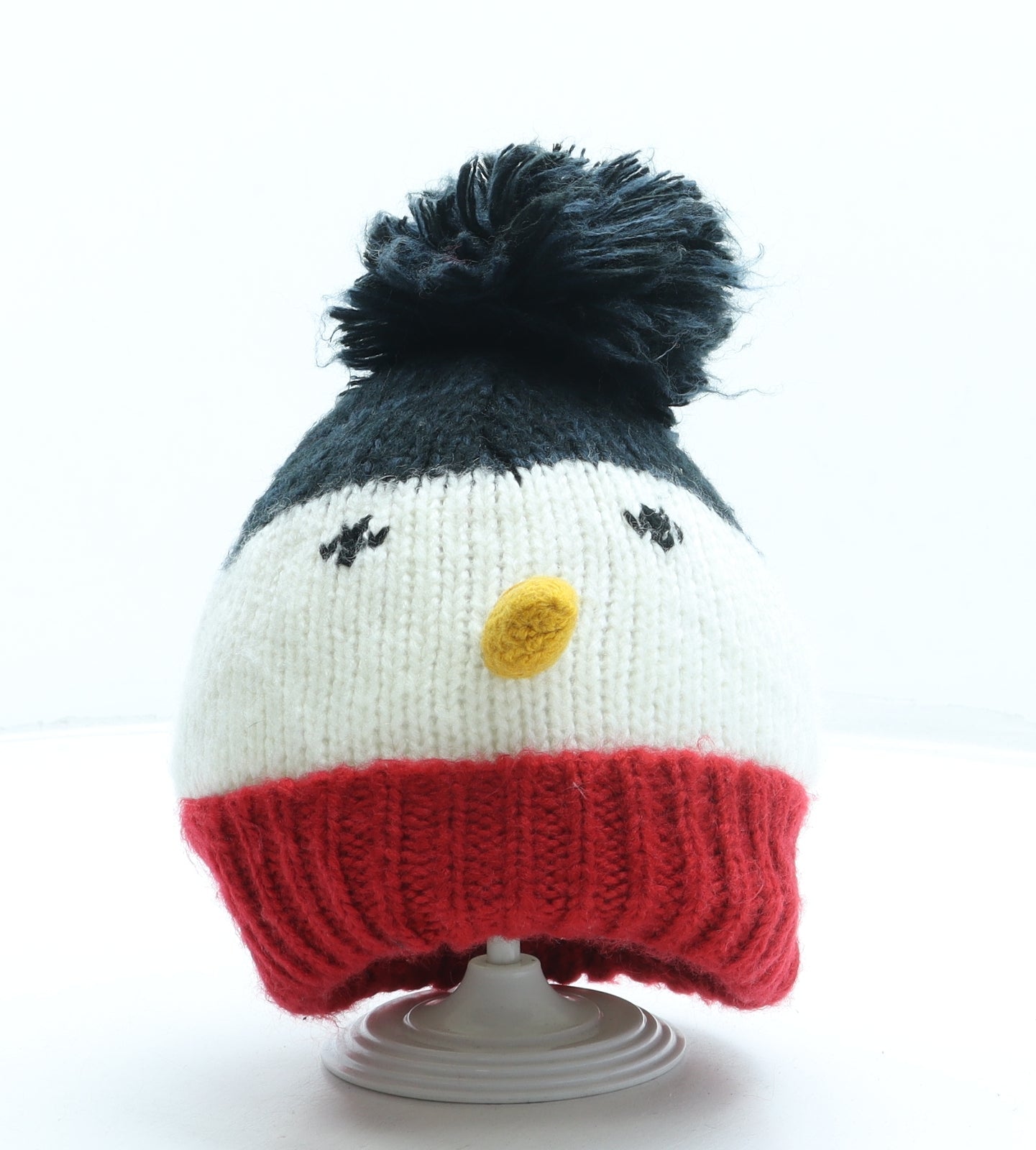 F&F Boys Red Acrylic Bobble Hat Size L - Snowman