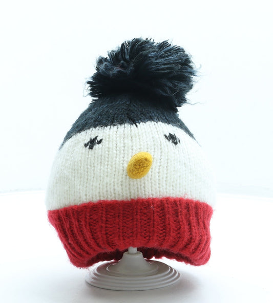 F&F Boys Red Acrylic Bobble Hat Size L - Snowman