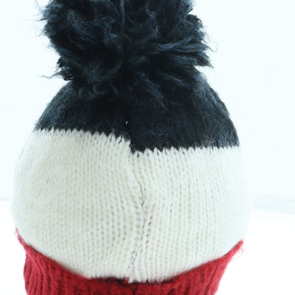 F&F Boys Red Acrylic Bobble Hat Size L - Snowman
