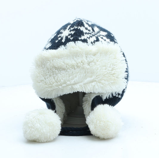 F&F Boys Blue Fair Isle Acrylic Trapper Hat One Size