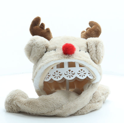 Primark Girls Beige Polyester Bonnet One Size - Reindeer