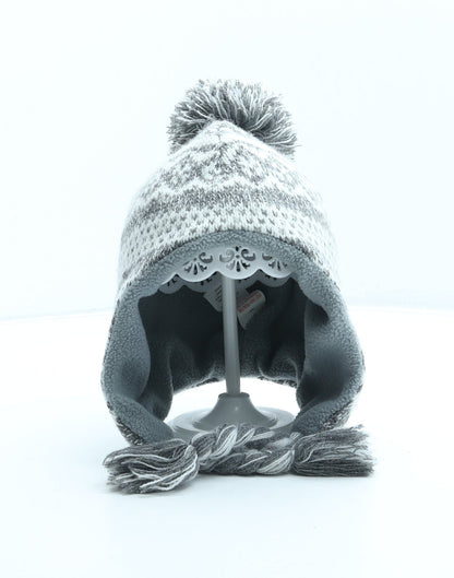 Preworn Girls Grey Fair Isle Acrylic Boonie Hat Size S