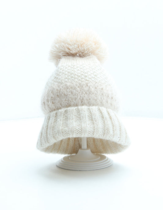 George Girls Pink Acrylic Bobble Hat One Size
