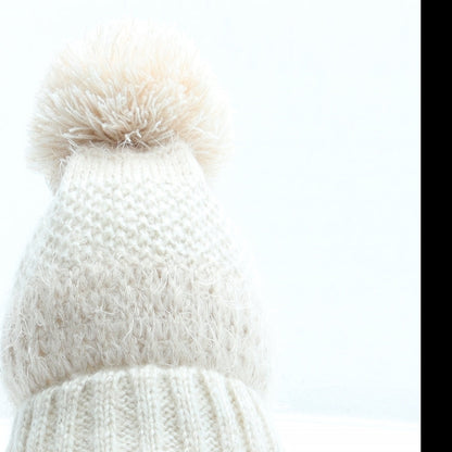 George Girls Pink Acrylic Bobble Hat One Size