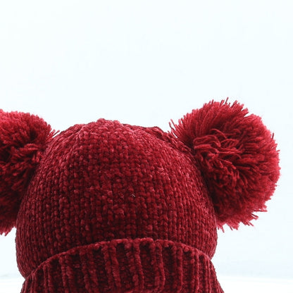 F&F Girls Red Polyester Bobble Hat One Size