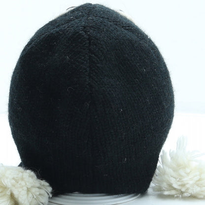 Preworn Girls Black 100% Wool Bonnet One Size - Penguin Design