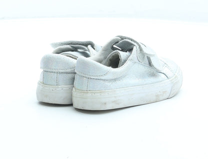 George Girls Silver Synthetic Trainer UK 6