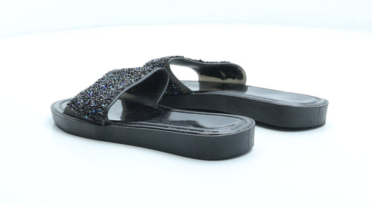 Primark Womens Black Rubber Slider Sandal UK 3