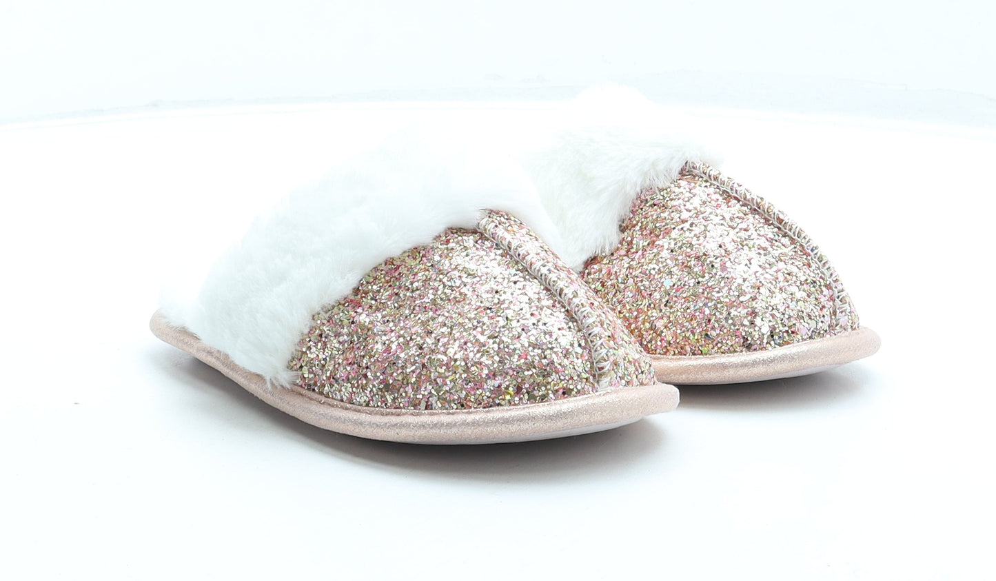 F&F Girls Pink Synthetic Slip On Slipper UK 1