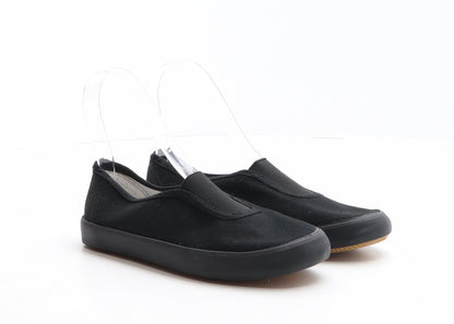 Preworn Girls Black Fabric Slip On Flat UK 1