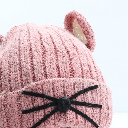 Preworn Girls Pink Acrylic Beanie One Size - Mouse