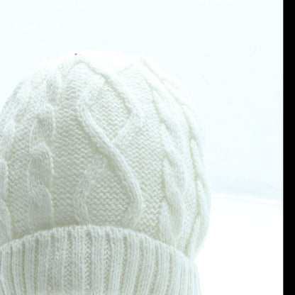 George Girls White Acrylic Beanie Size S