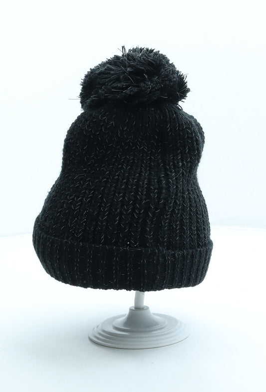 Preworn Girls Black Acrylic Bobble Hat One Size