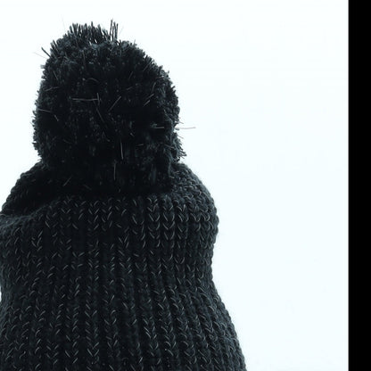 Preworn Girls Black Acrylic Bobble Hat One Size