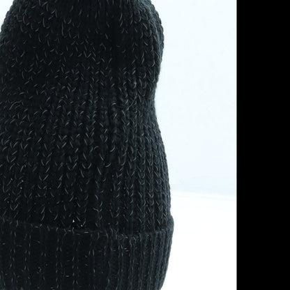 Preworn Girls Black Acrylic Bobble Hat One Size