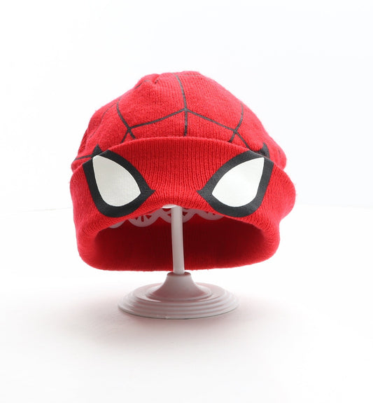 George Boys Red Acrylic Beanie One Size - Hidden Panel, Spiderman, Marvel