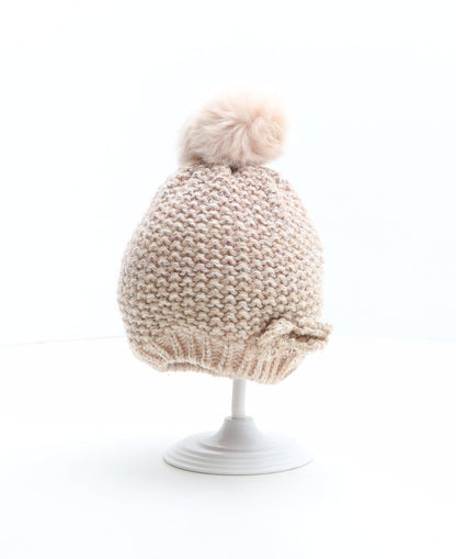 F&F Girls Pink Acrylic Bobble Hat One Size