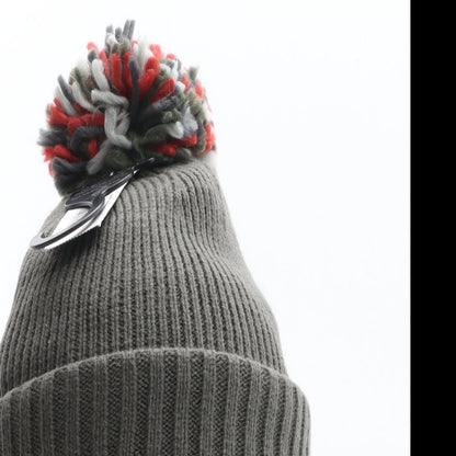 Matalan Mens Grey Acrylic Beanie One Size - Pom Pom