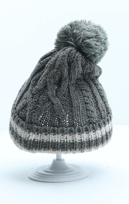 Primark Boys Grey Polyester Bobble Hat Size S