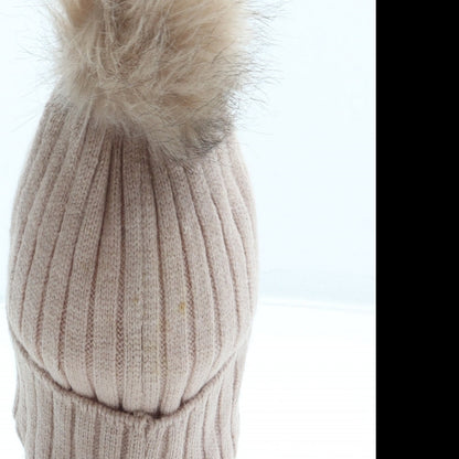 Primark Girls Pink Acrylic Bobble Hat Size M